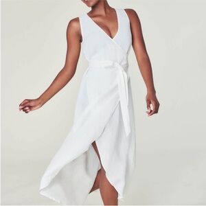 White linen blend wrap dress from Angie.  So cute , flattering and comfy